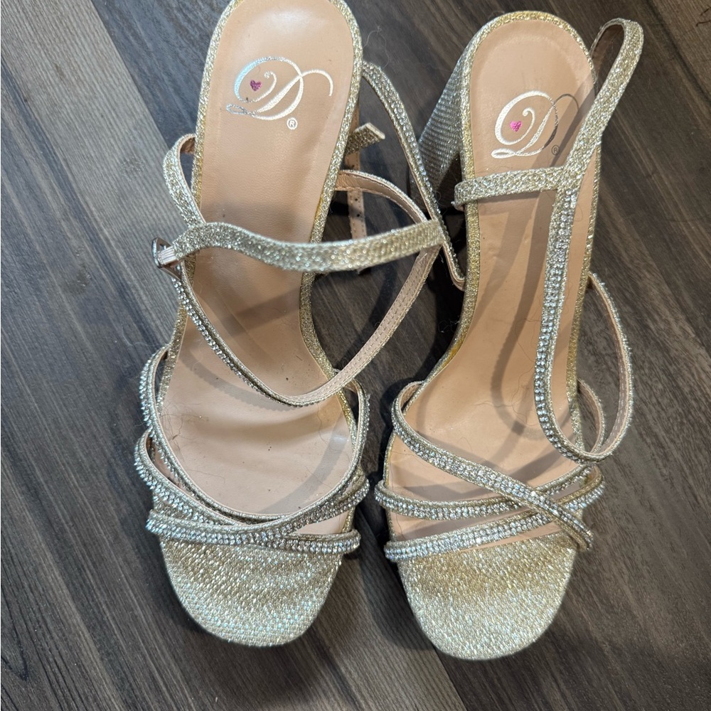 Dazzling Gold Strappy Women's Heels